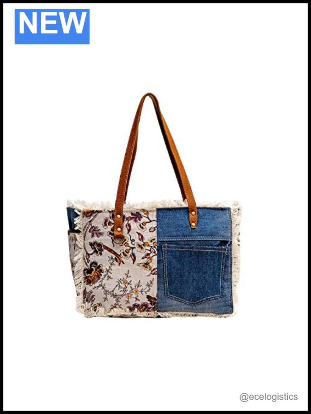 Western Leather Shoulder Bag for Women Upcycled Canvas Handbag